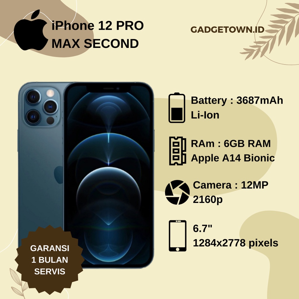 iPhone 12 PRO MAX second EX-INTER BC BERGARANSI FULLSET
