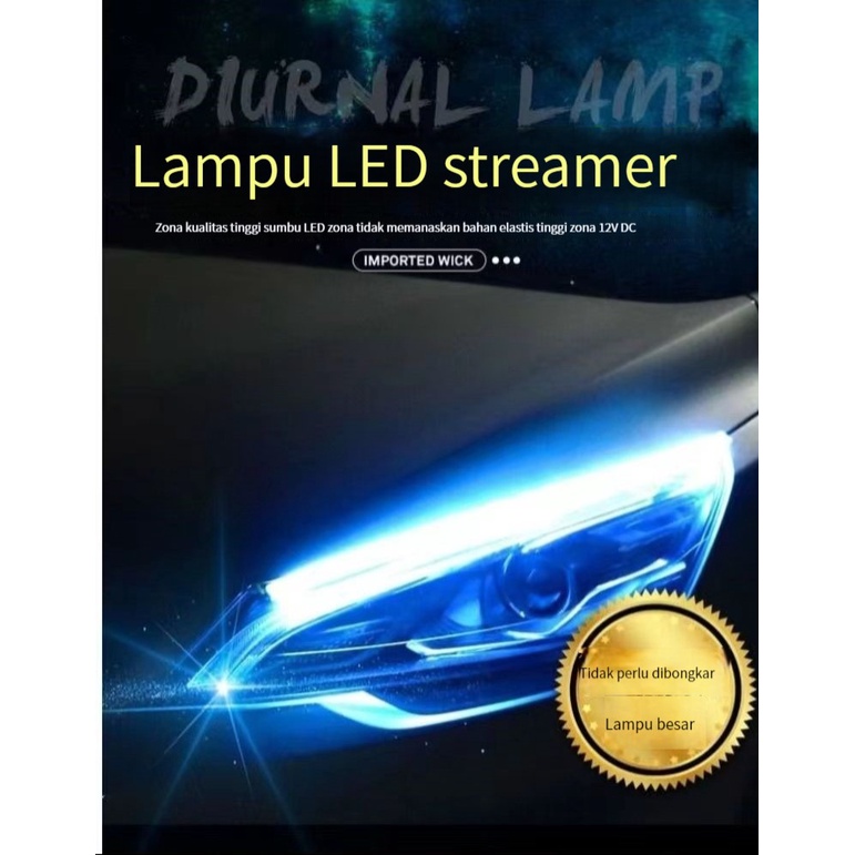 (ada stok, dikirim dari jakarta)2 buah 45cm/60 CM LED DRL Car daytime running light strip tahan air fleksibel lampu LED tempel DRL mobil motor 45cm/60CM Sein Running Grade A+ Sen Rem mundur flexible