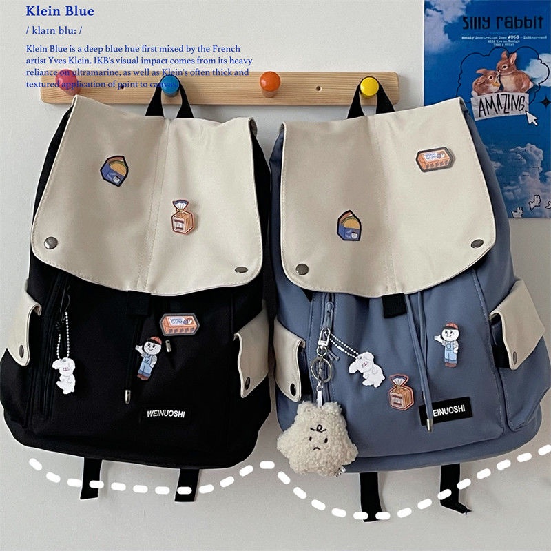 ▧♛Sera impor Jepang Harajuku jalan perkakas ransel pria versi Korea dari retro tas sekolah ransel berkapasitas besar untuk siswa perempuan