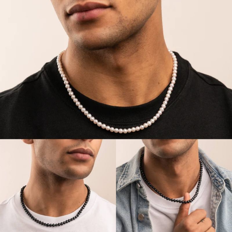 Kalung Pria Semi Choker Mutiara | Necklace Mutiara Unisex
