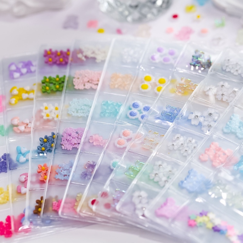 Siy 3D Bunga Kuku Hati Dekorasi Kuku Nail Art Rhinestones Flower Nail Art Charms