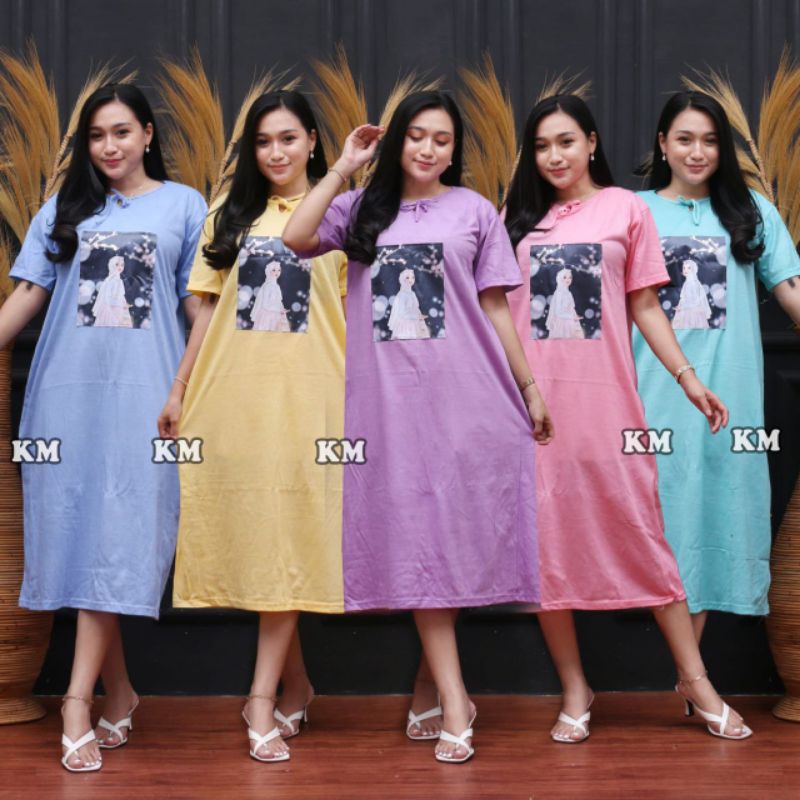 DASTER KAOS JUMBO KEKINIAN KARAKTER LENGAN PENDEK BUMIL HOMEDRESS WANITA TERMURAH