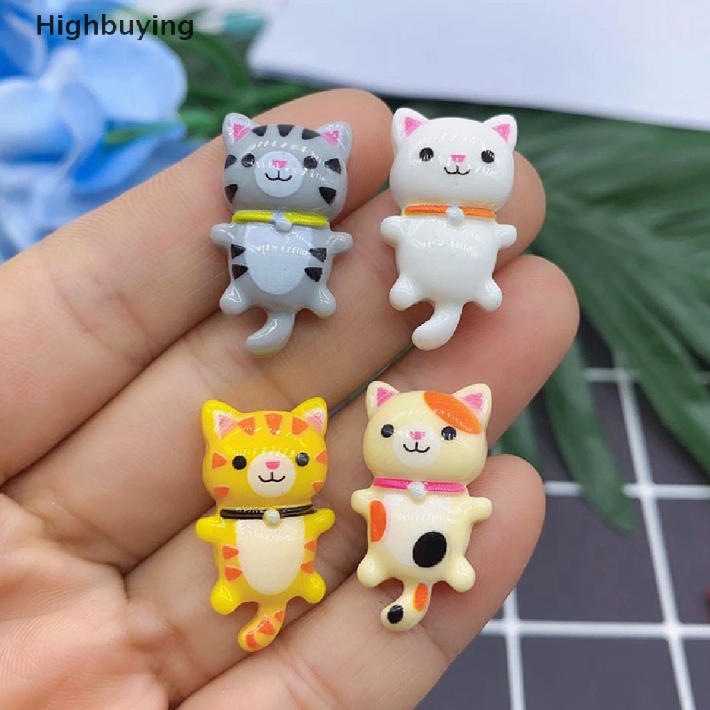 Hbid 10Pcs Aksesoris Cabochon Resin Mini Kartun Hewan Kucing Lucu DIY Glory