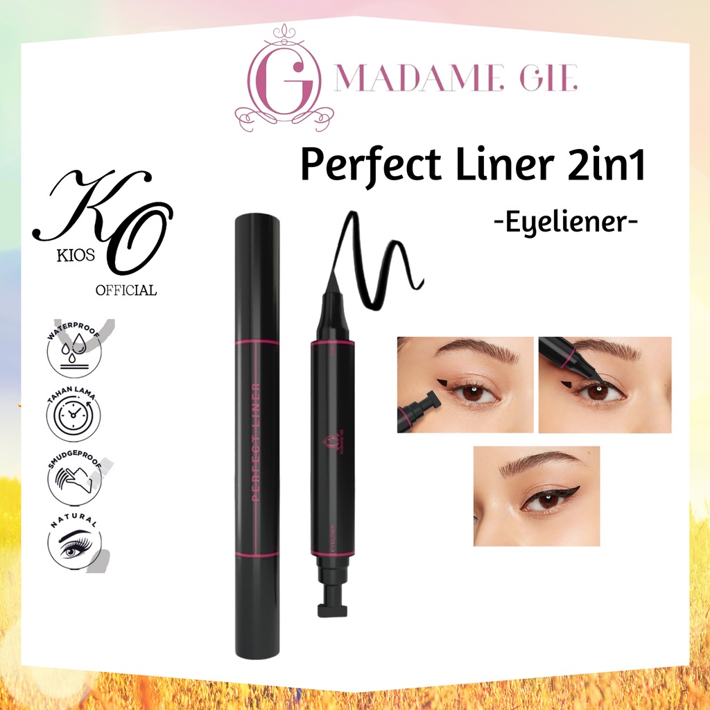 Madame Gie Perfect Liner-Eyeliner Black 2In1 | Eyeliner + Stamp | Eyeliner Waterproof  | BPOM