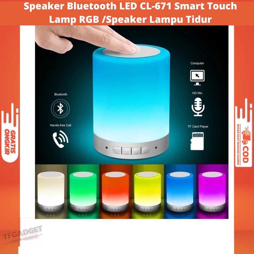 Jual Speaker Bluetooth LED CL671 Smart Touch Lamp RGB /Speaker Lampu