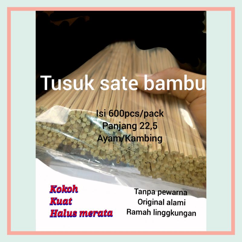 Tusuk sate bambu 21 cm isi 600pcs / tusukan /cimol / sosis