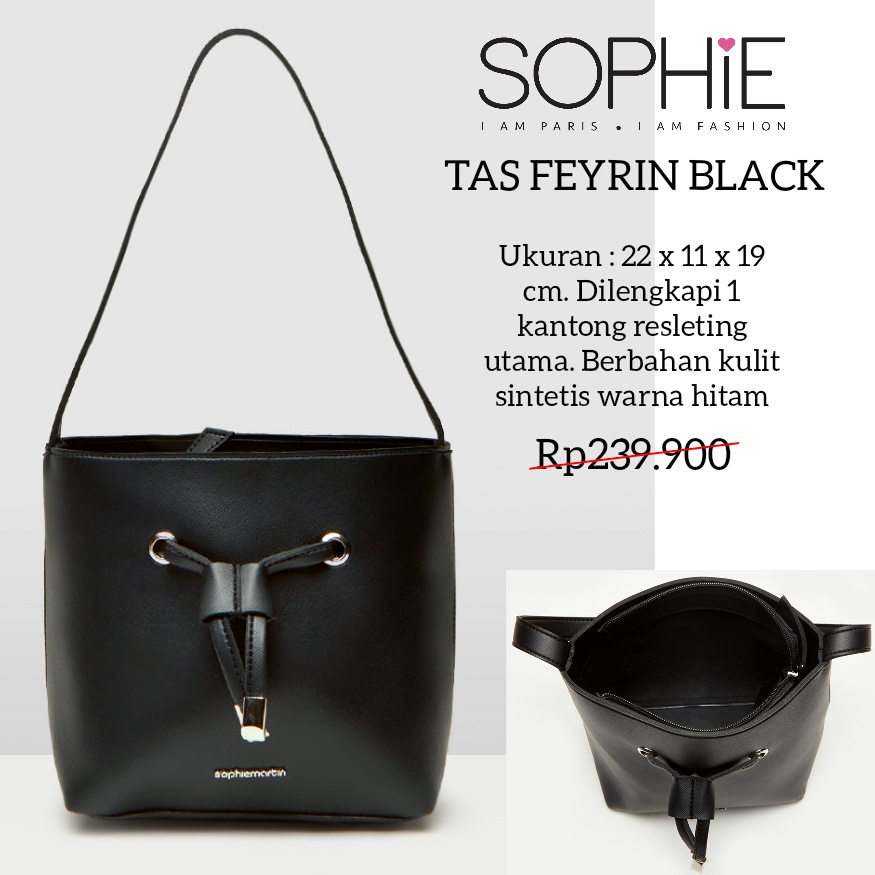 TAS FEYRIN BLACK SOPHIE MARTIN PARIS PROMO TAS SELEMPANG HITAM WANITA