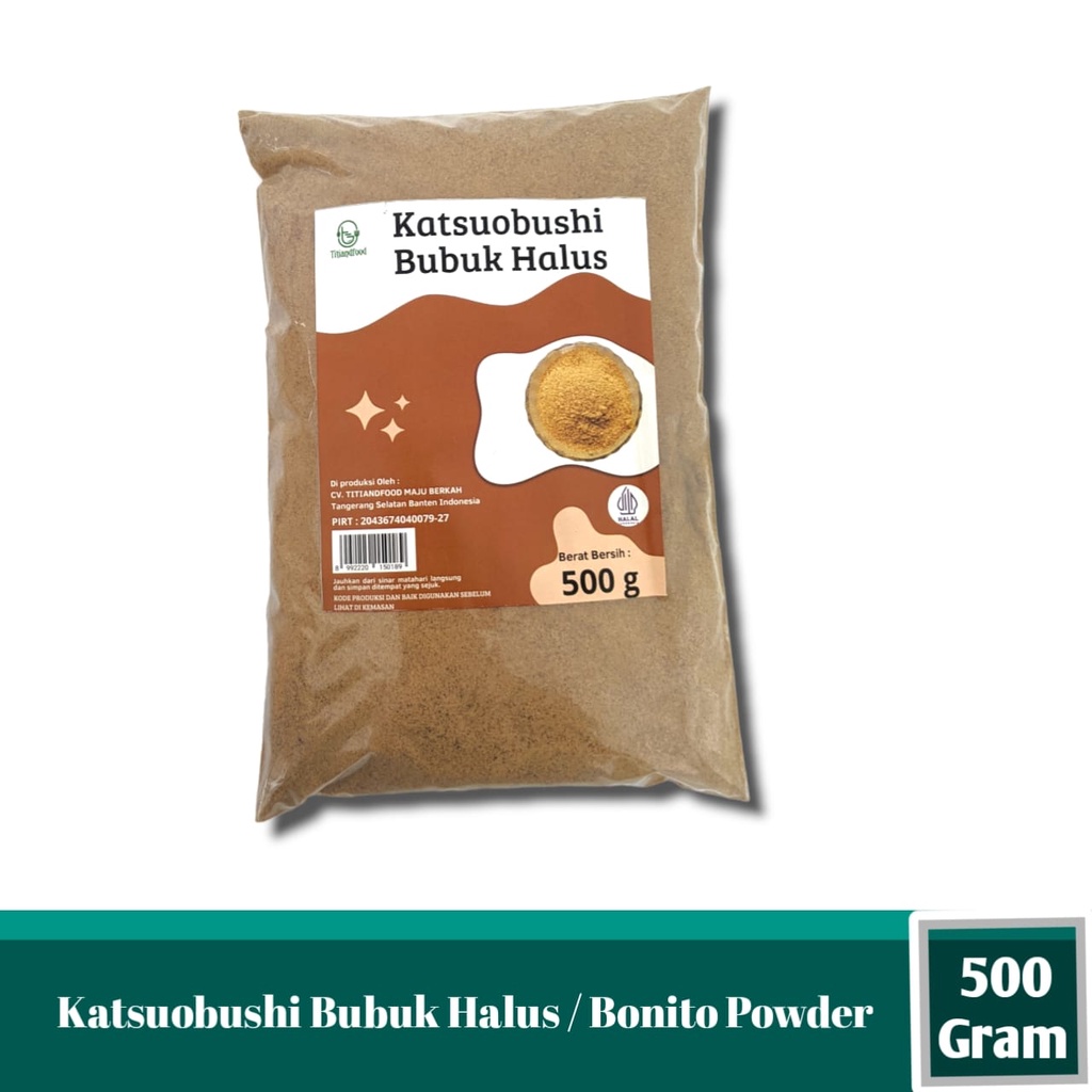 

Bonito Powder 500gram Katsuobushi Bubuk Halus kaldu ikan cakalang murni dashi HALAL