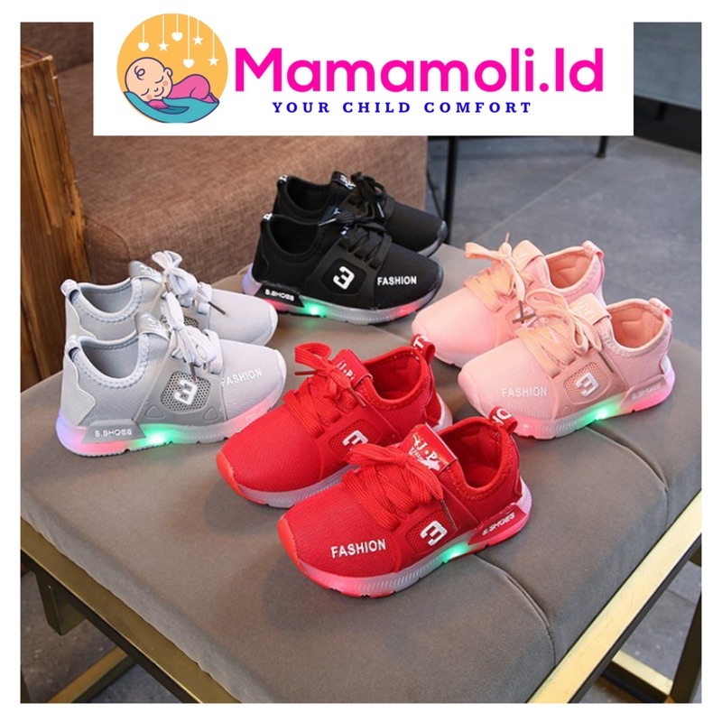 Sepatu Anak Laki Laki / Perempuan / Cewek / Sneaker Anak LED Nyala Lampu