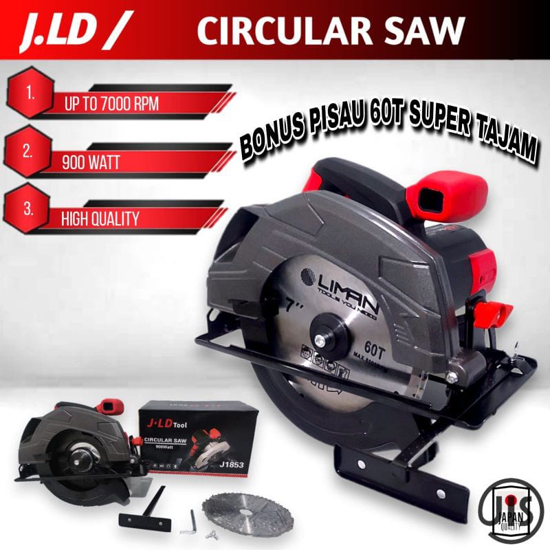 MESIN CIRCULAR SAW MACHINE 7" JLD JD1853 MESIN POTONG KAYU SIRKEL JLD 7IN