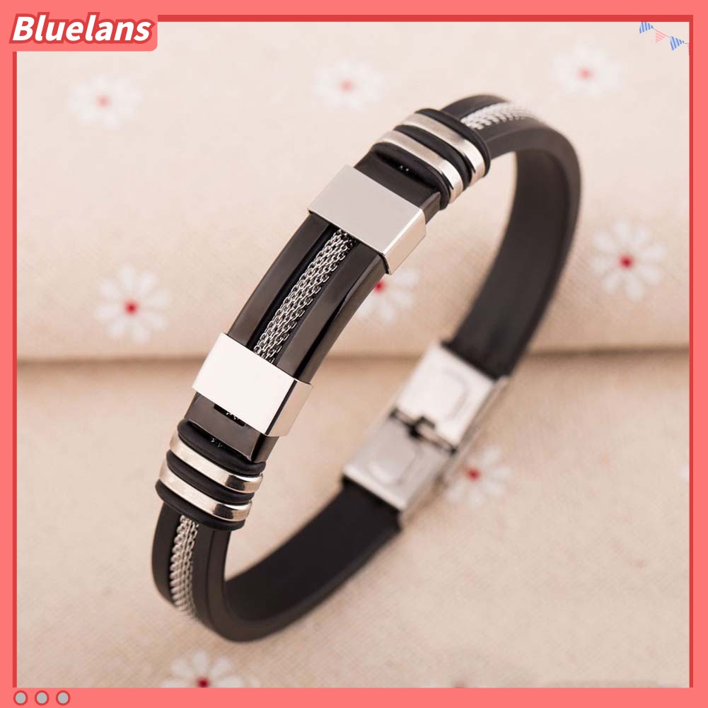 Bluelans Unique Men Titanium Steel Hand Chain Handmade Bracelet Bangle Club Jewelry Gift