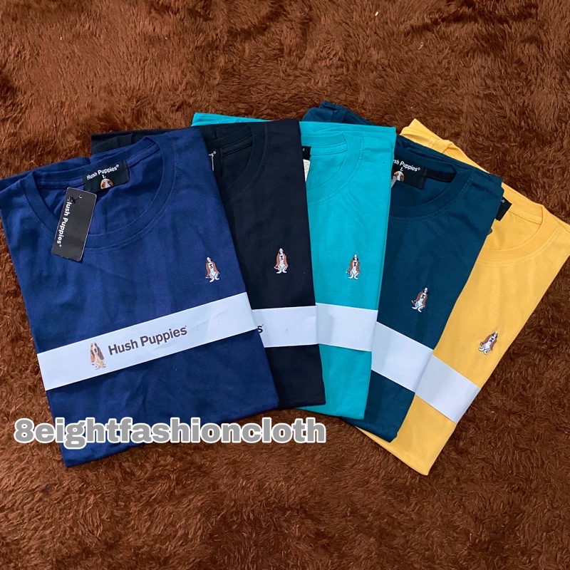 Kaos Hush Puppies Pria dan wanita Lengan Pendek Bordir Hush Puppies Branded Logo