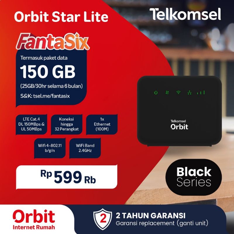 Orbit Starlite Black Series Baru Segel Free Kuota 25gb/bulan selama 6bulan garansi resmi 2tahun