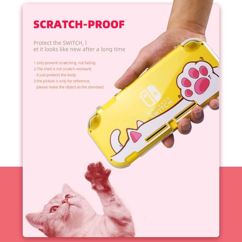 Case Nintendo Switch Lite Casing Motif Kucing Kaki Cat Paw Pink Clear