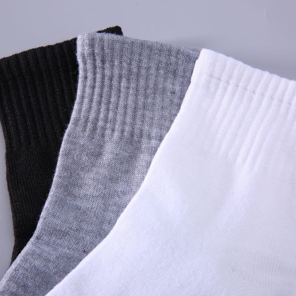3 pasang kaos kaki olahraga pendek polos bahan katun PE sport socks
