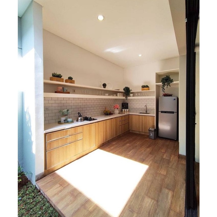 Jual kitchen set minimalis hpl motif kayu