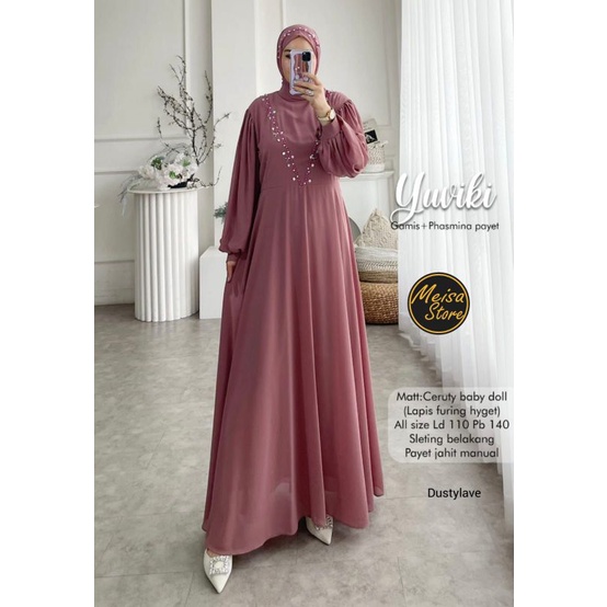 yuviki gamis & pashmina payet kekinian ori by meisa store