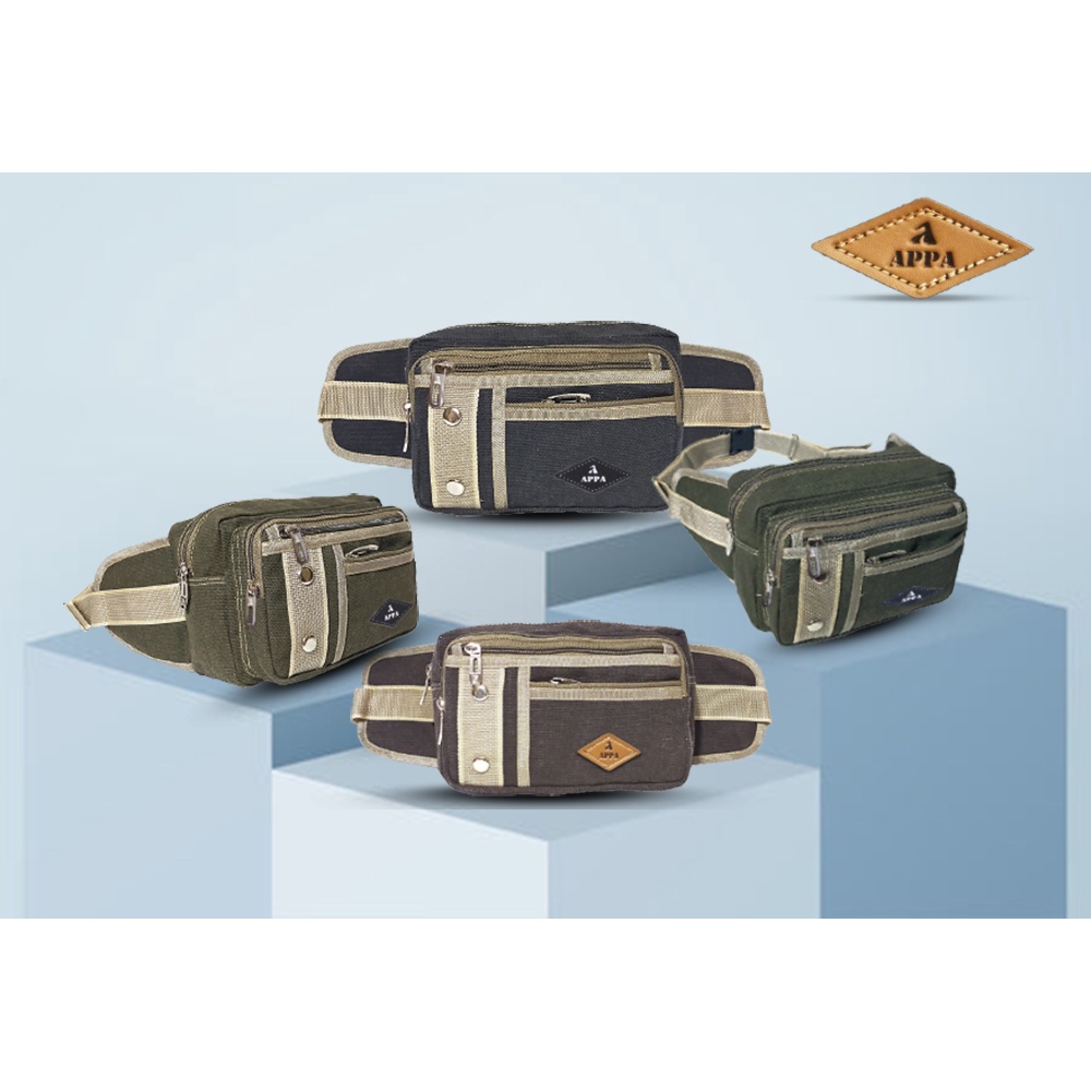Tas Pinggang Waistbag slempang Gaul Kanvas Vintage Classic Pria Wanita APPA398