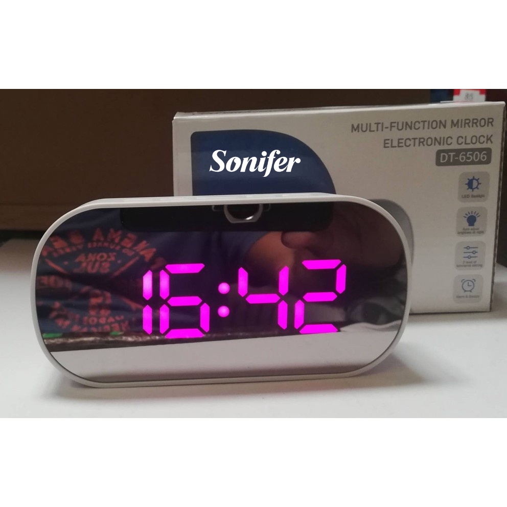 Jam Meja Digital Alarm LED Mirror Clock SONIFER
