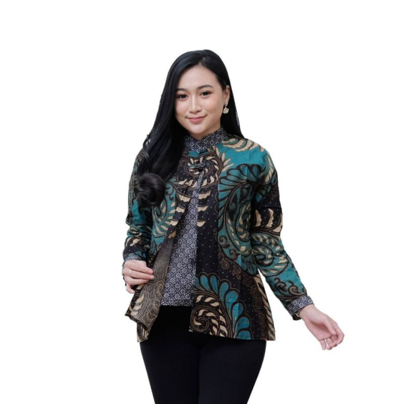 tey-17 Batik wanita ASJ SA HRB026 Kenongo Kemeja Tosca Pendek