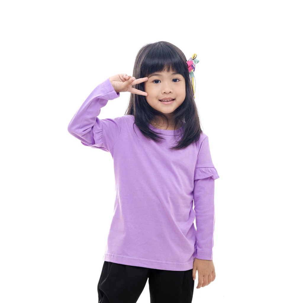 BAJU ANAK PEREMPUAN / KAOS ANAK PEREMPUAN / PAKAIAN ANAK CEWEK POLOS RAMPEL TANGAN LILAC BRAND SUPERKSIDCLOTH 1 - 11 TAHUN