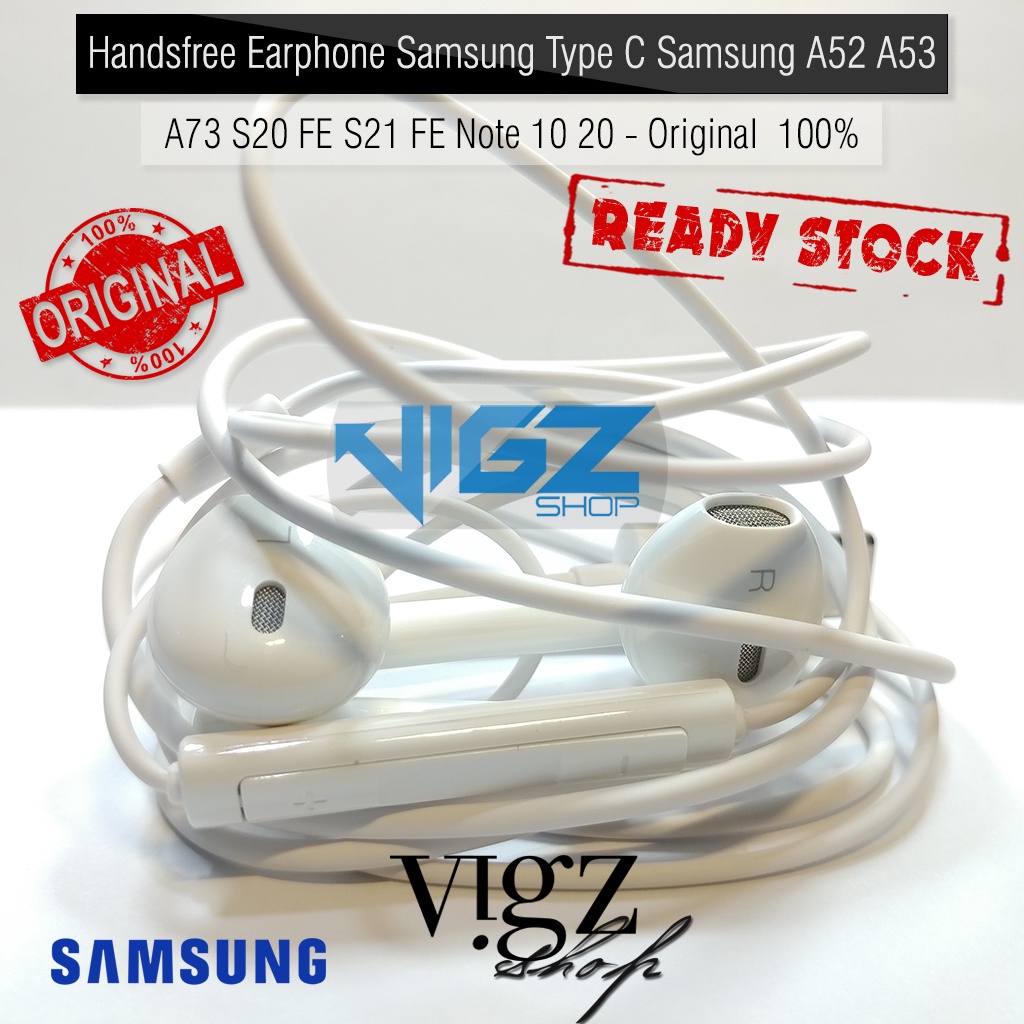 Handsfree Earphone Samsung Type C Samsung Galaxy A33 / A53 / A54 / A73 / S20 FE / S21 FE / Note10 / Note20 / Note 10+ / Note 10 Lite / S10 Lite Type C Original