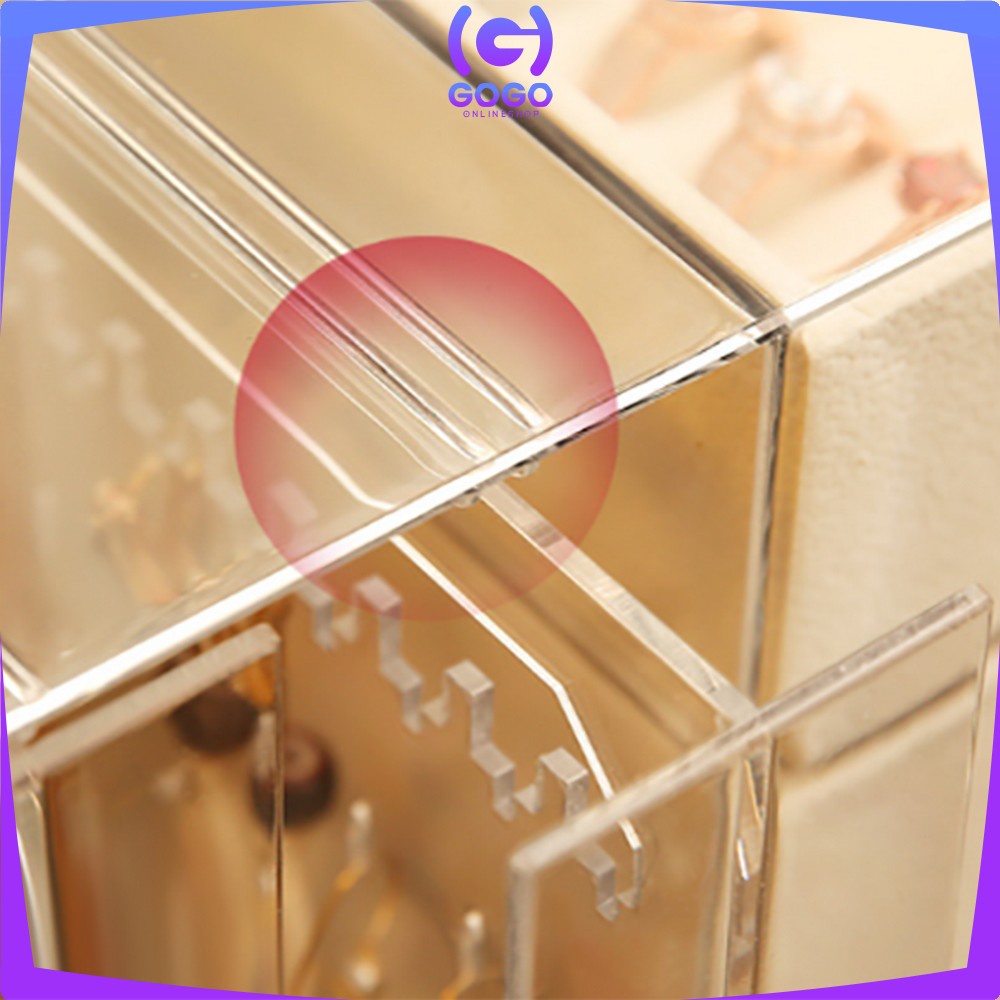 GOGO-K136 Kotak Perhiasan Tingkat 4 Laci Rak Acrylic Organizer Anting Cincin Anti Debu / Tempat Penyimpanan Aksesoris Kalung Wanita Rak Kosmetik Multifungsi