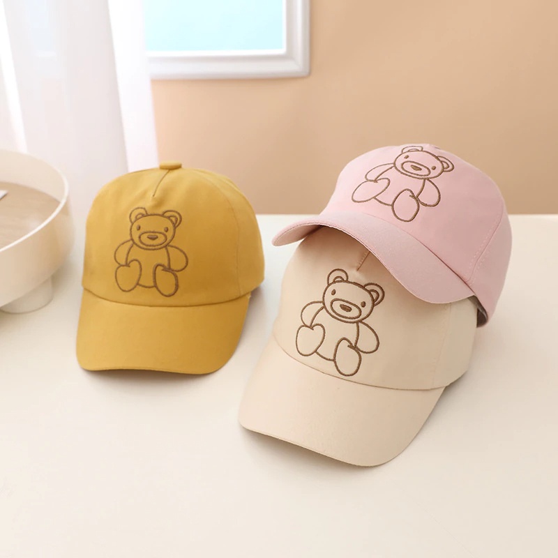 COD- Topi anak anak unisex premium / topi lucu anak anak usia 1-4 tahun / Topi anak anak Motif LINE BEAR impor