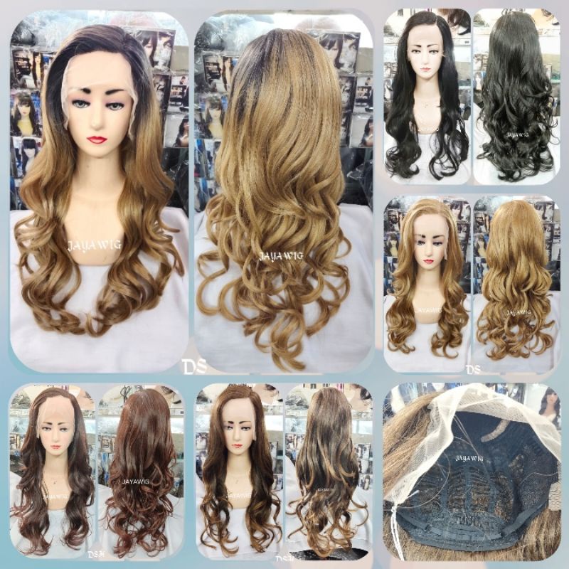 Wig Curly Bergelombang Panjang Rambut Palsu Wanita Model Keriting