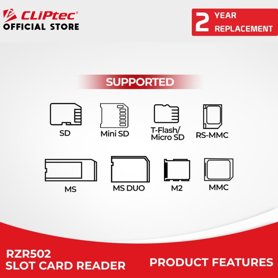 PROMO Card Reader CLIPtec RZR502 - 6 Slots | Konverter USB 2.0  GARANSI RESMI