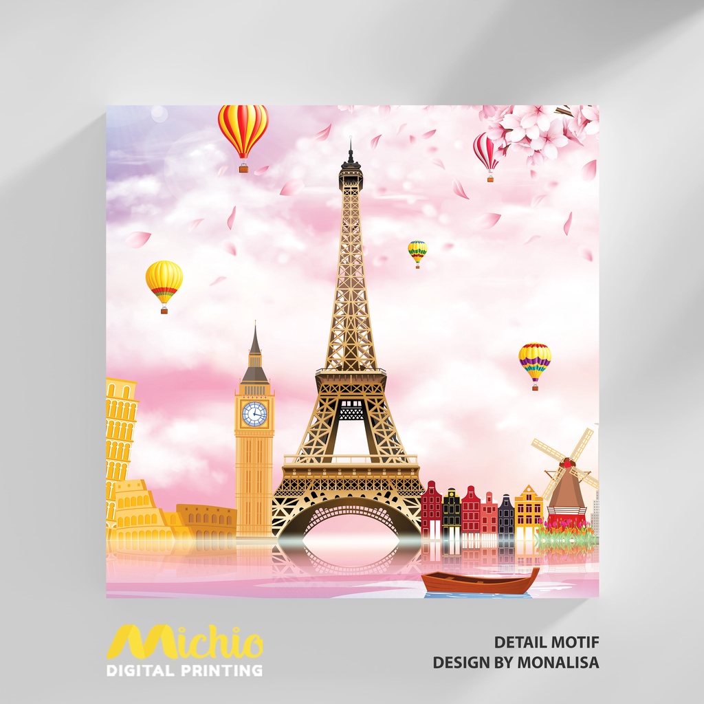 Michio Digital Printing Sprei Uk 120 T 30 - Eiffel In Love