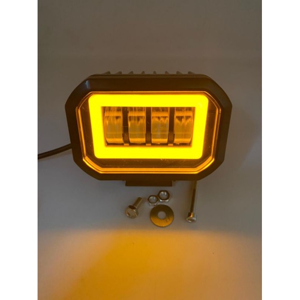 Lampu Tembak Daymaker 4 Mata LED Model Kotak  36 V Lensa 6D Mobil Motor Body Plastik