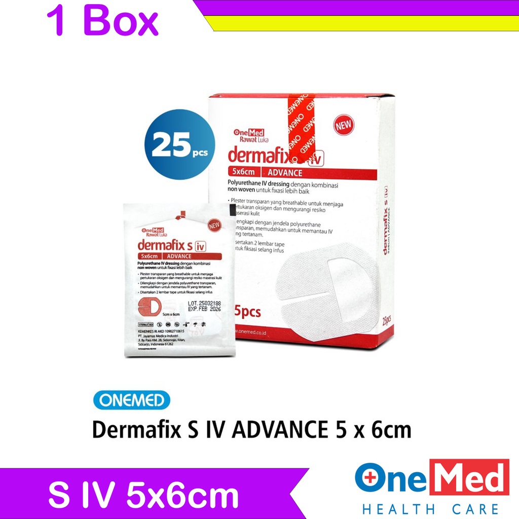 Dermafix S IV Dressing Advance 5 x 6 Cm OneMed box isi 25pcs