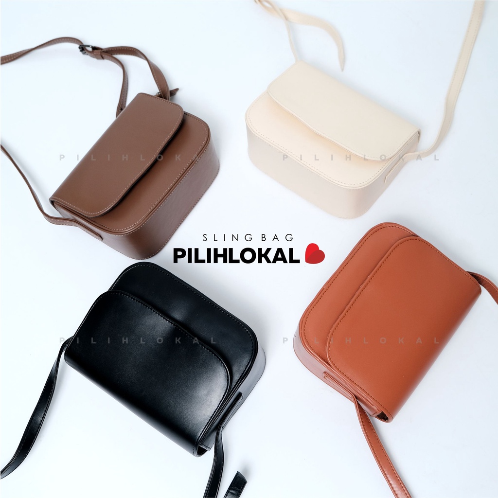 Pilihlokal - Terlaris Sling Bag Polos Simple Wanita Remaja Tas Slempang Kulit Kasual Mini Bahu Cewe Fashion Lucu Terbaru 2022 Untuk Jalan Jalan2 Hangout Shoulderbag Oxana Casual Kecil Cewek Waterproof Murah Korean Style Kekinian Black Hitam Putih Coklat