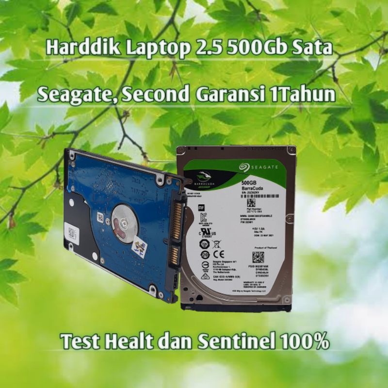 Harddisk Laptop 2.5 500Gb Seagate Slim 7.7mm Bekas Garansi 1Tahun