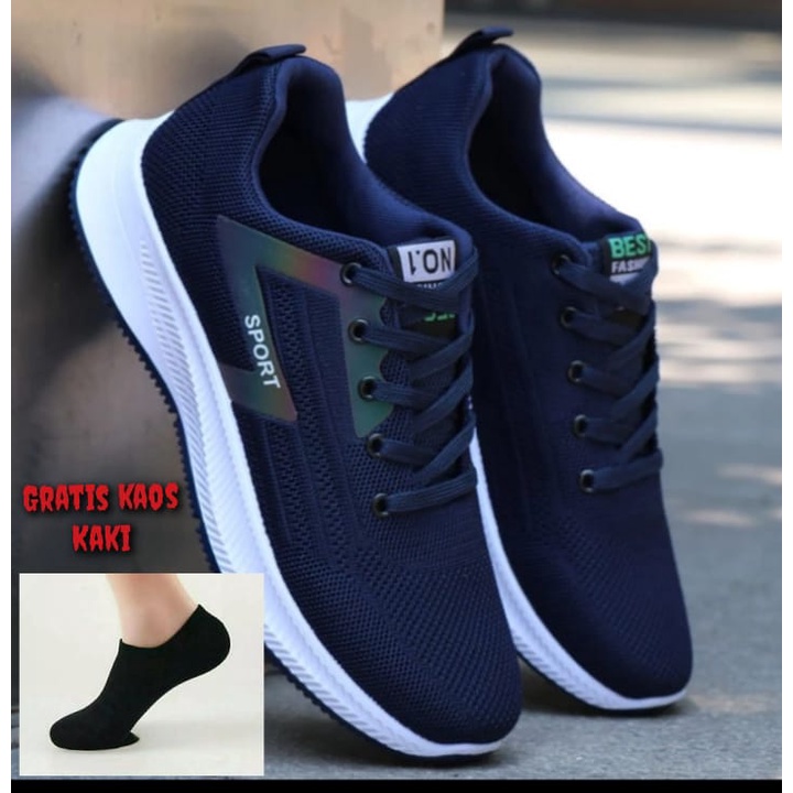 sepatu snaeker pria dan wanita model baru murah keren olah raga bonus kaos kaki-4