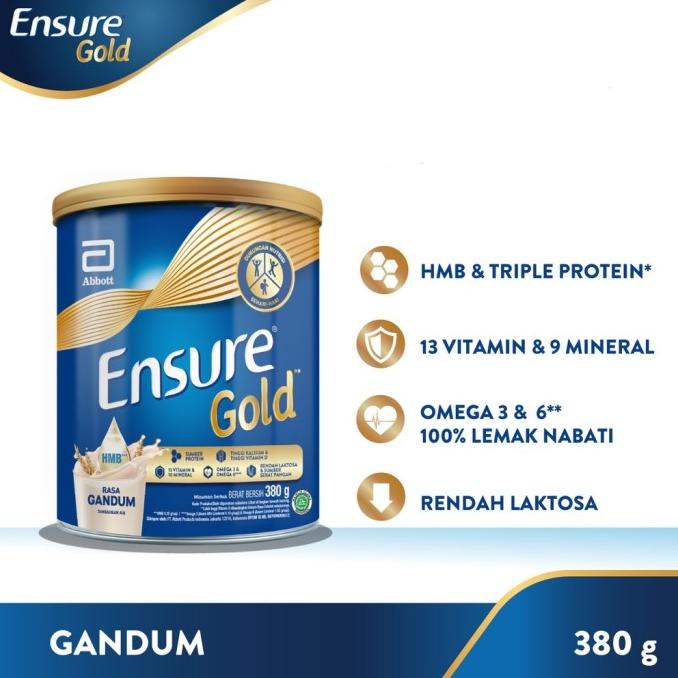 

[ COD ] Ensure Gold Gandum 380 gr Susu Nutrisi Dewasa Rendah Laktosa