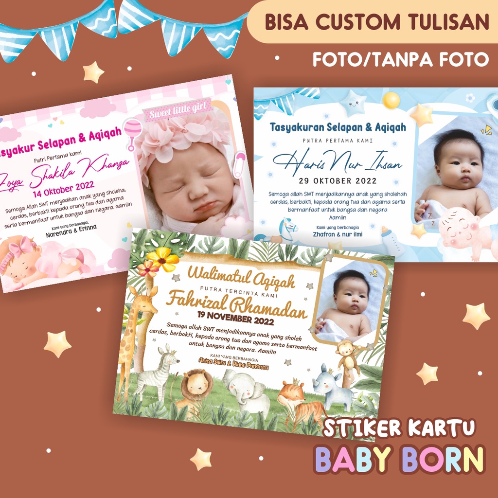 

Stiker Baby Born | Stiker Tasyakuran Aqiqah | Kartu Ucapan One Month