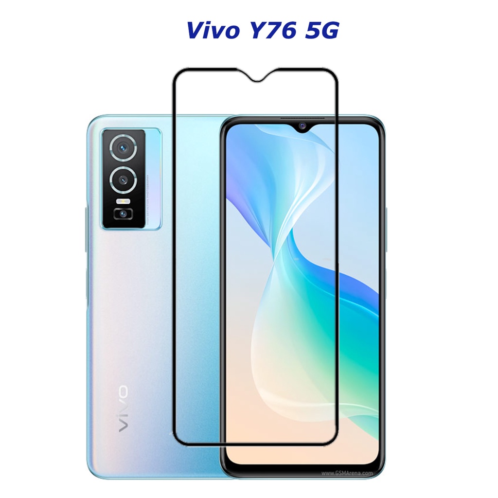 Tempered Glass Vivo Y76 5G Full Cover Full Screen Protector Anti Gores