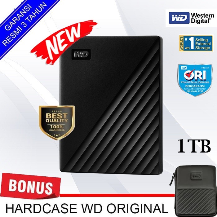 Hard Disk Wd My Passport 1Tb Hitam - Hd Hdd Hardisk Eksternal External 2.5"