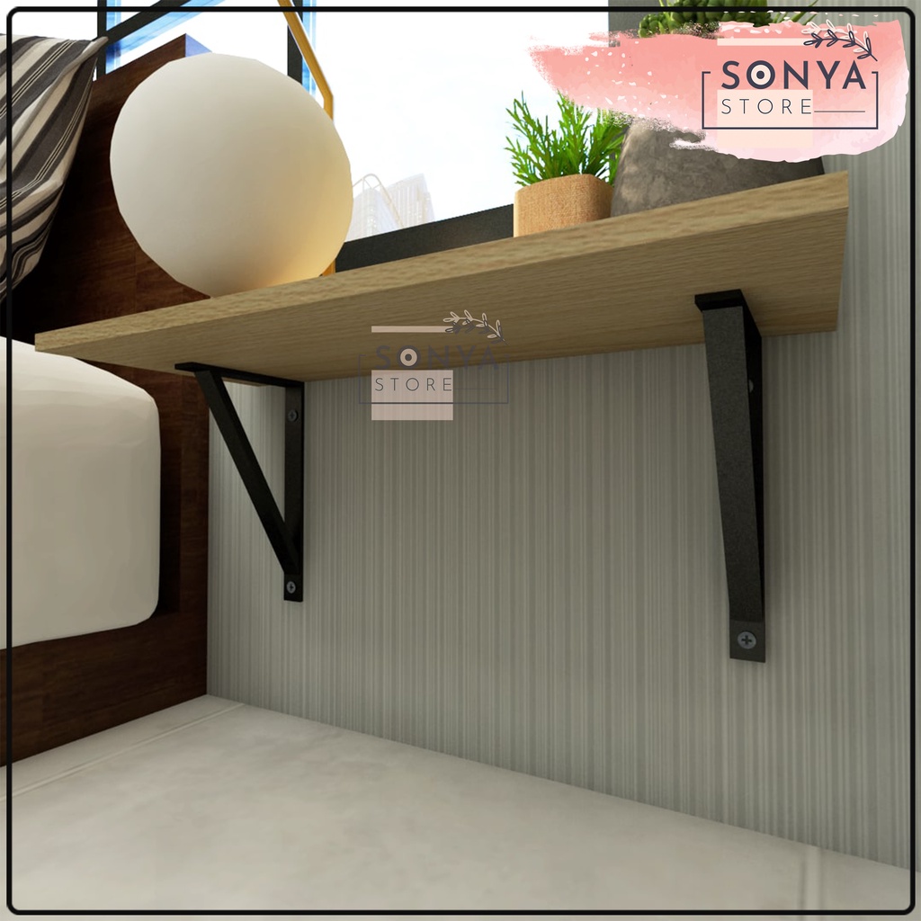 Rak Besi Siku Rak Dinding Minimalis Gantung Tempel Tembok - 30cm