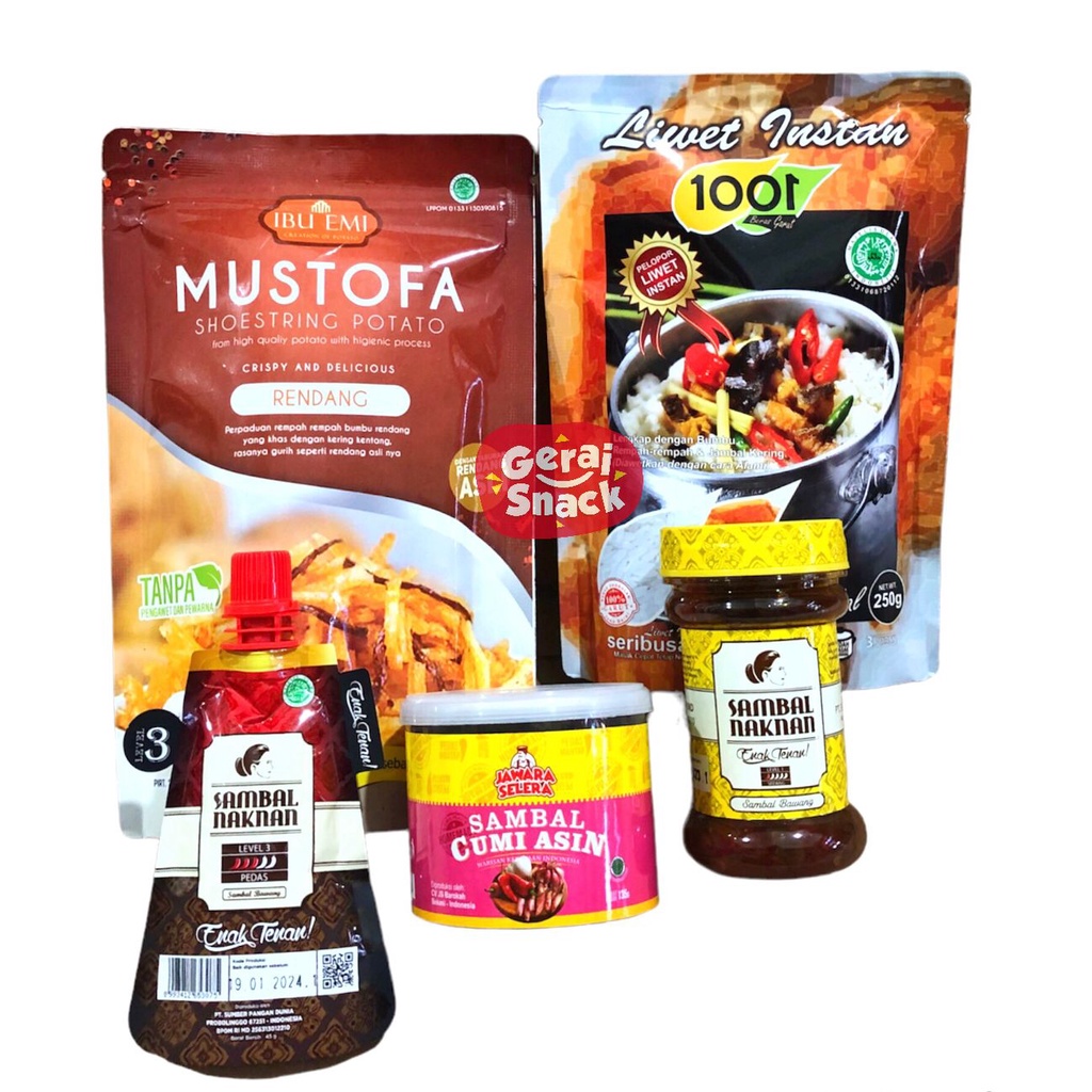 Bundling 5 - Paket Nasi Liwet Lengkap + Sambal Naknan Botol + Sambal Naknan Pouch + Sambal Jawara Selera + Kentang Mustofa