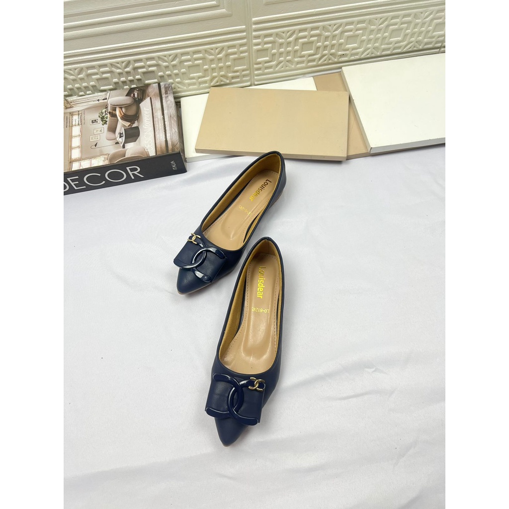 sepatu Louisdear B106 flat shoes wanita terbaru kekinian Ch bahan dove