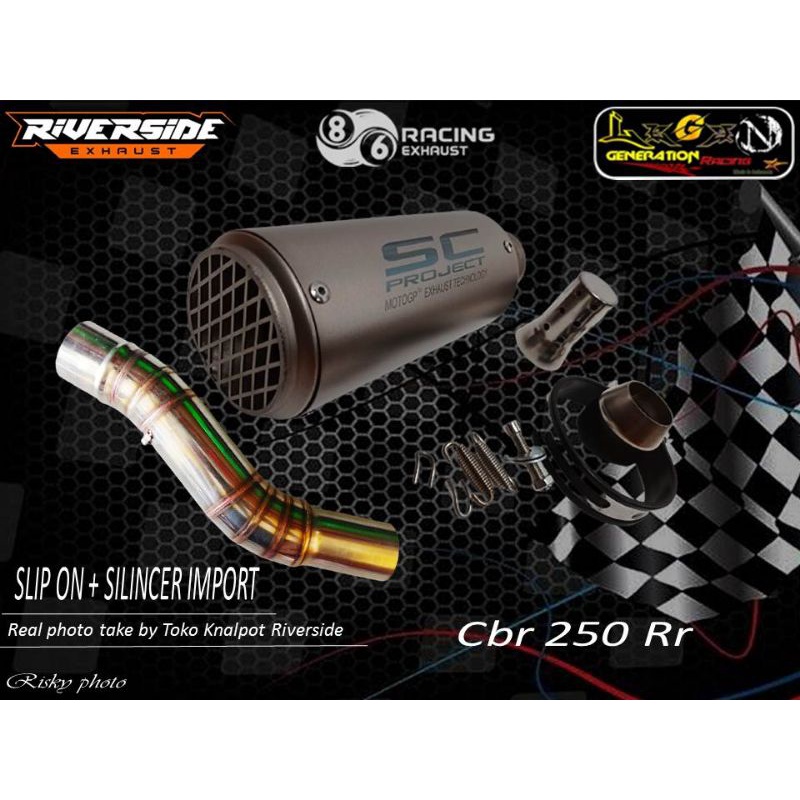Silincer Silinser Sc Project Cr-t Original Import Taiwan Jaring plus Slip On NinjaFi Cbr150 Cbr250rr
