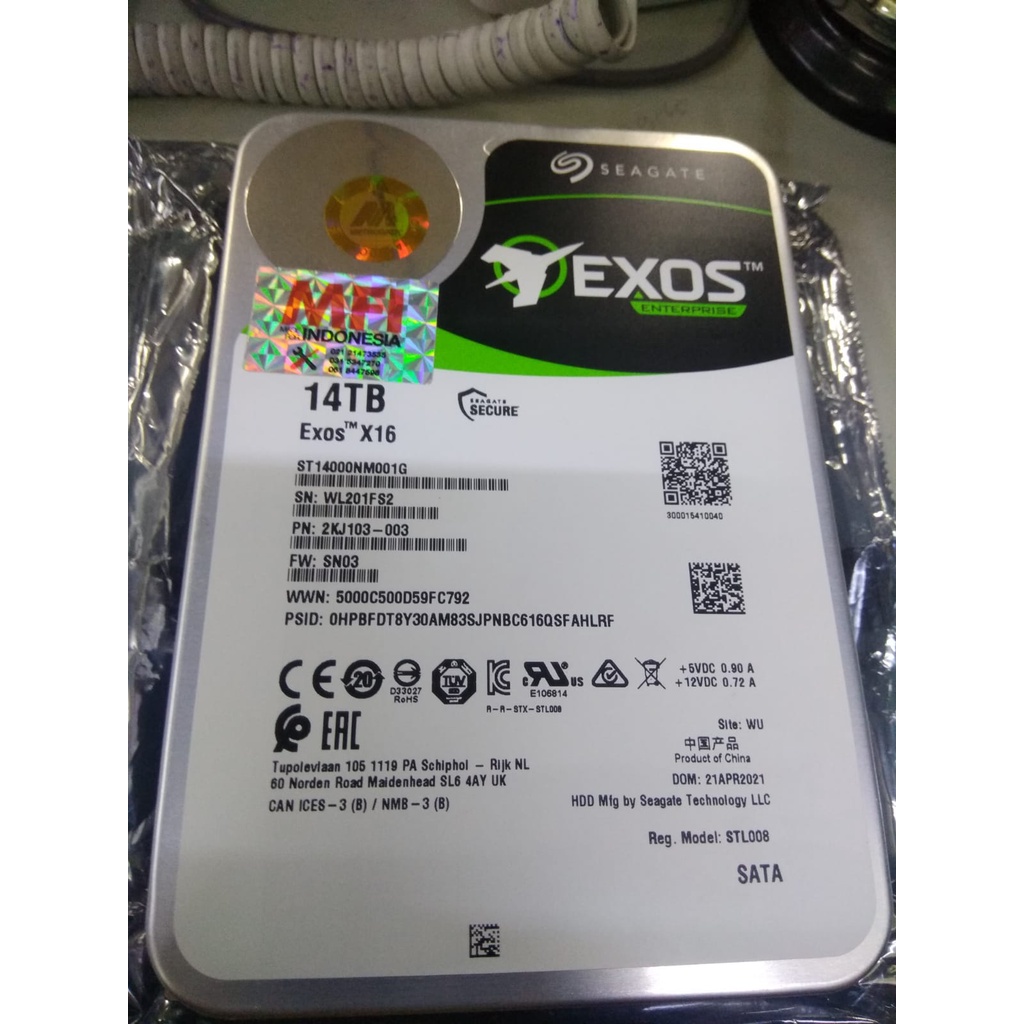 Seagate Enterprise EXOS X16 14TB HDD Server EXOS 3.5inch