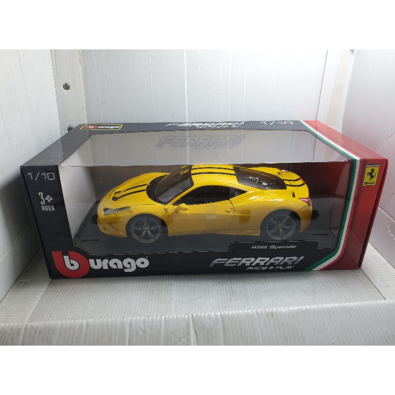 diecast ferrari 458 speciale yellow skala 18 merk bburago race and play