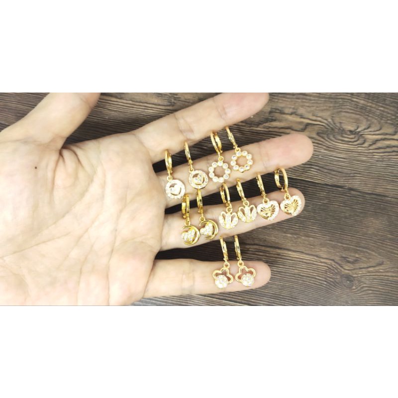 Fifi Fashion Anting Gantung Gold Model Perhiasan Lapis Emas 18K A0012