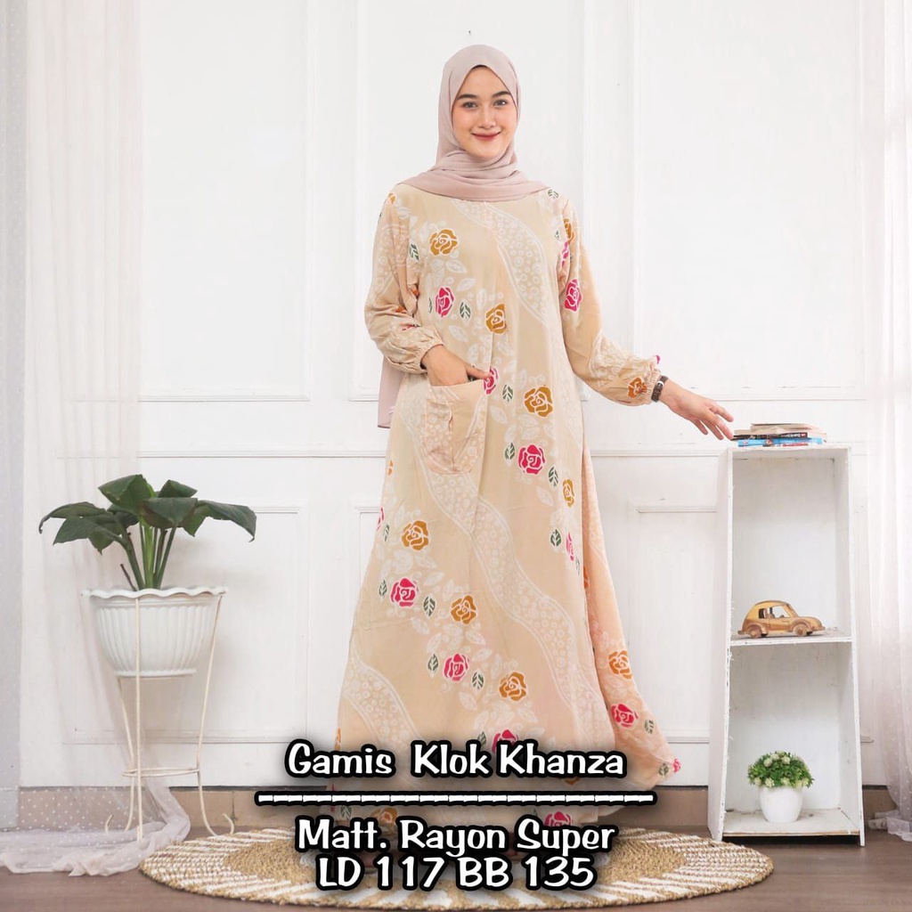 GAMIS RAYON KANZA ABSTRAK MALAMAN ENCIM BUSUI BUMIL DRESS WANITA MODEL SYARI BATIK PEKALONGAN TERBARU