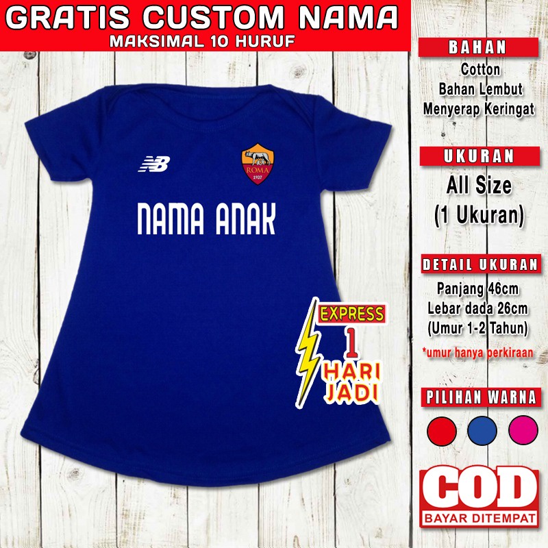 Dress Anak Bola Pakaian Bayi Jersey Lucu Kado Dres Peremuan Cantik Baju Bola Anak Cewek 1 tahun - 2 