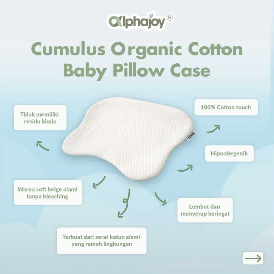 ALPHAJOY CULUMBUS ORGANIC COTTON CASE Sarung Bantal Bayi Katun